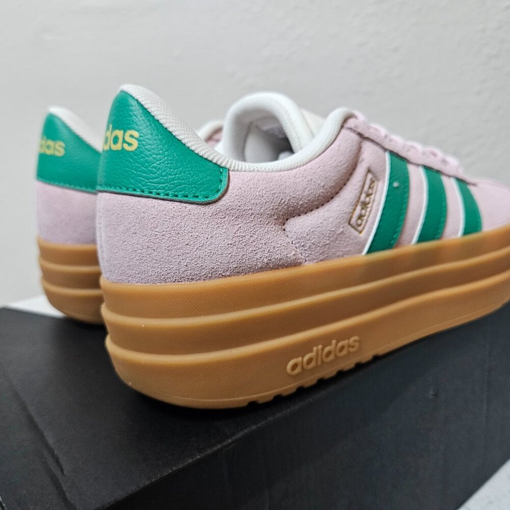 Adidas VL Court Bold Clear Pink Court Green Size 7 Womens Platform Sneaker NEW - Picture 6 of 16
